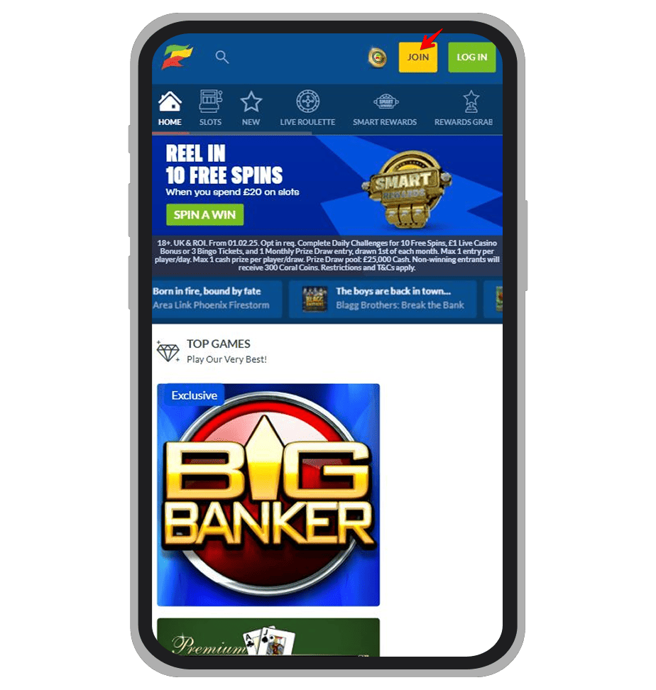 Coral Casino registration: Step 1