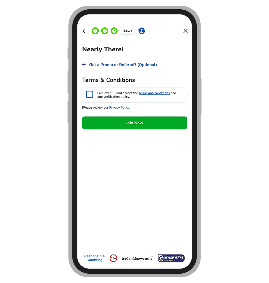 Completing the Jackpotjoy Registration