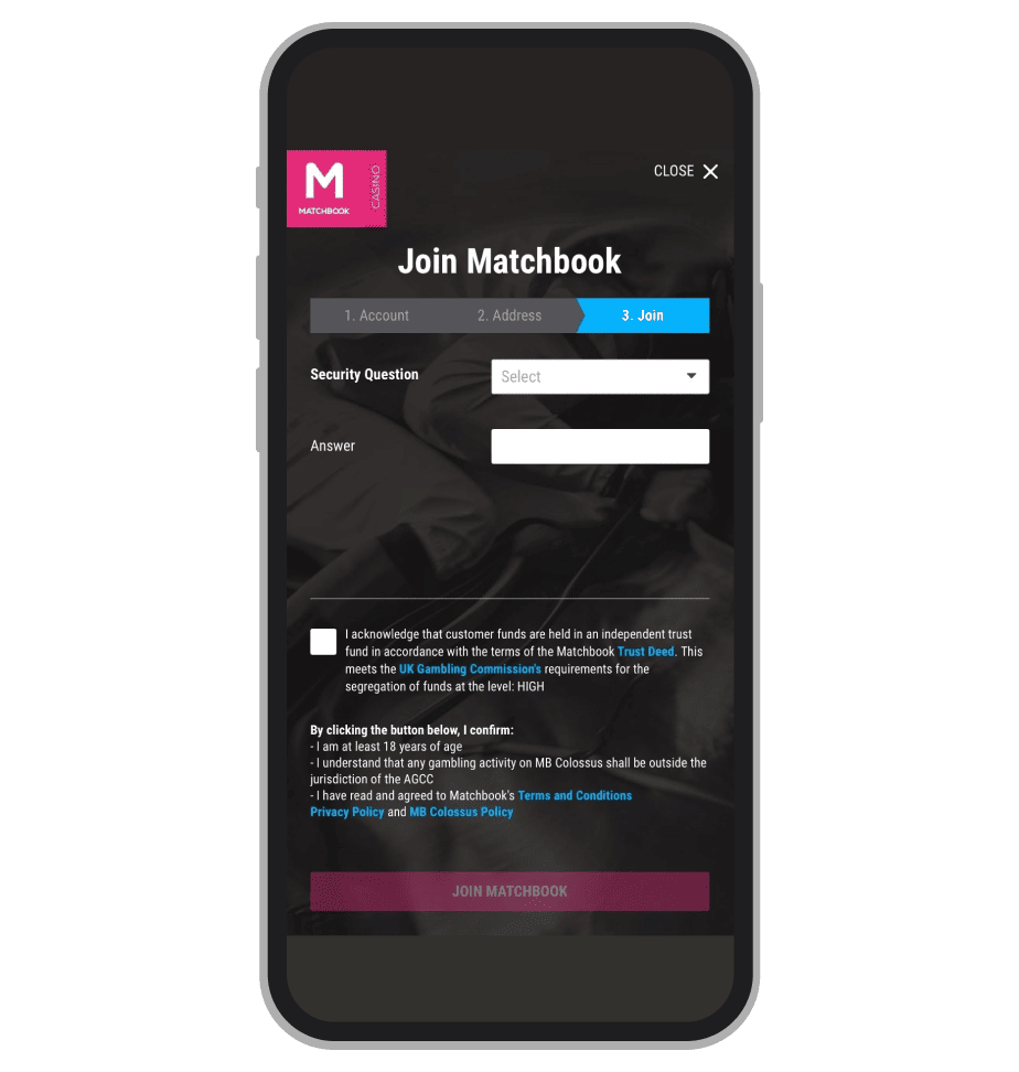 Matchbook Sign-Up Step 4