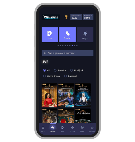 Winissimo Live Casino Tables