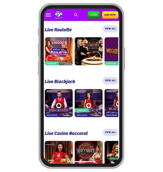 Live Casino at PlayOJO