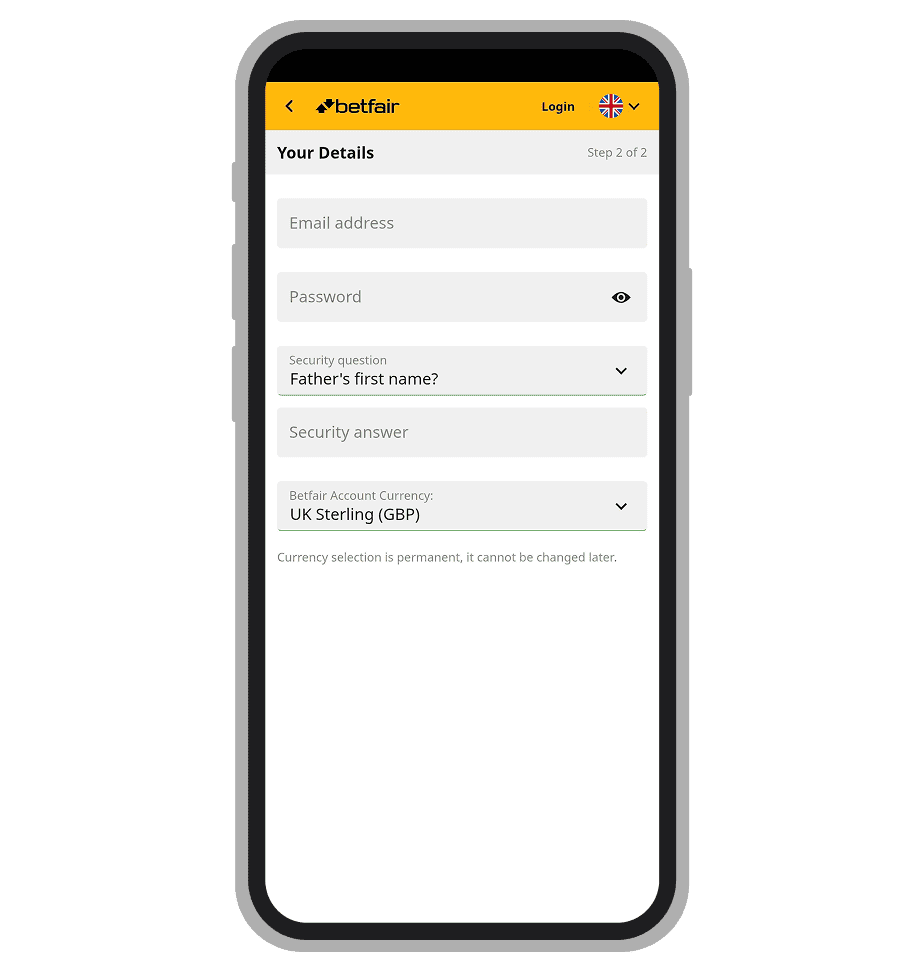 Betfair Account Details