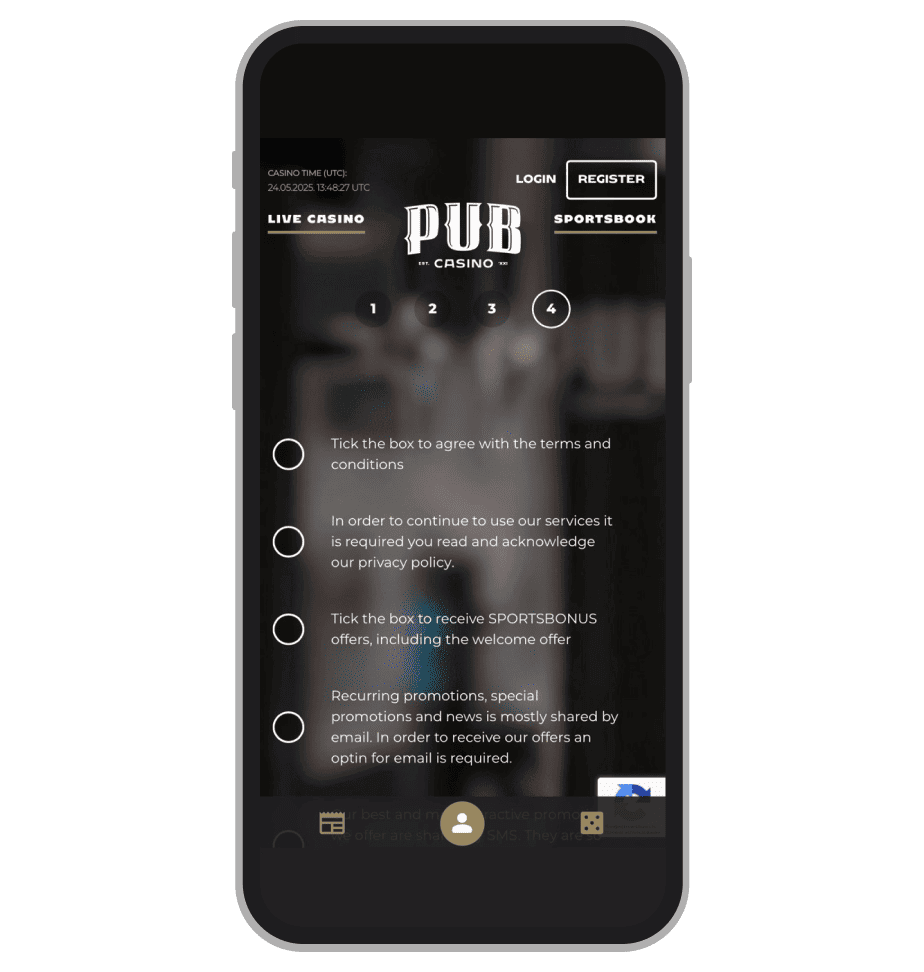 Pub Casino Sign-Up: Step 4