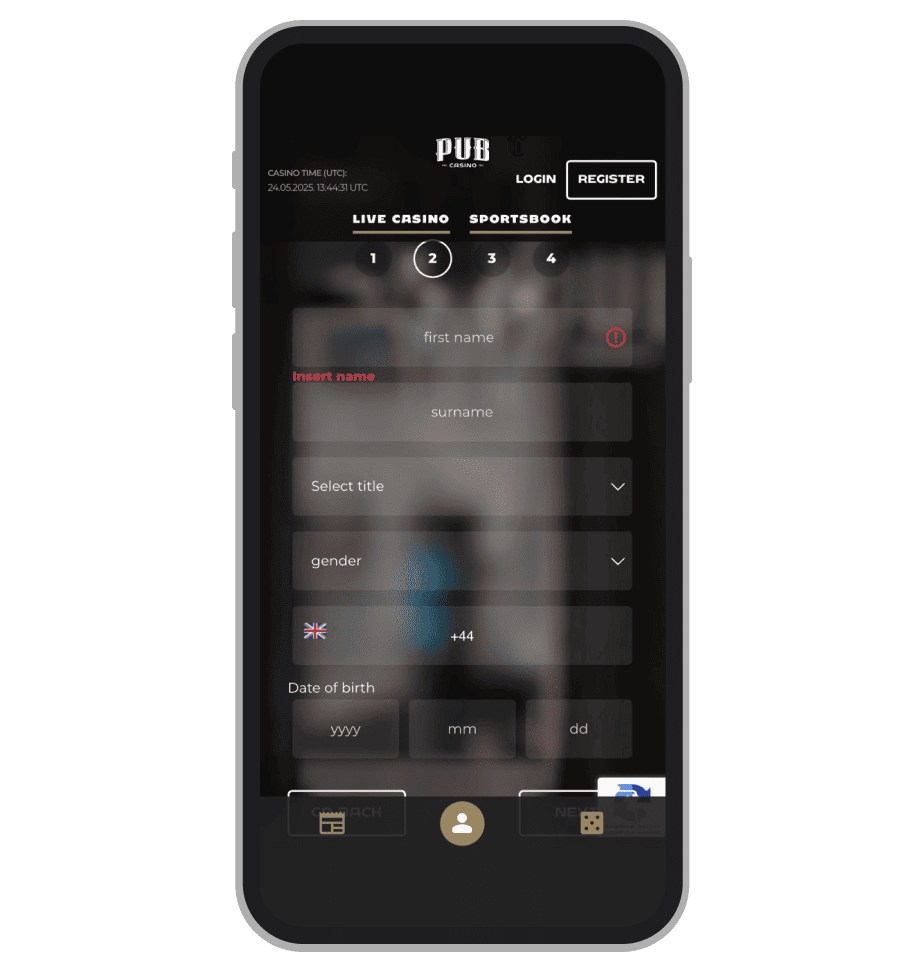 Pub Casino Sign-Up: Step 3