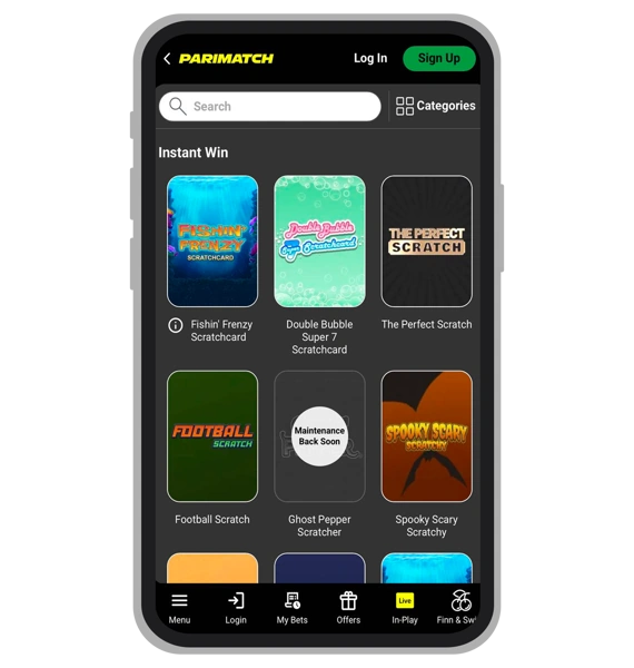 Scratchcards at Parimatch