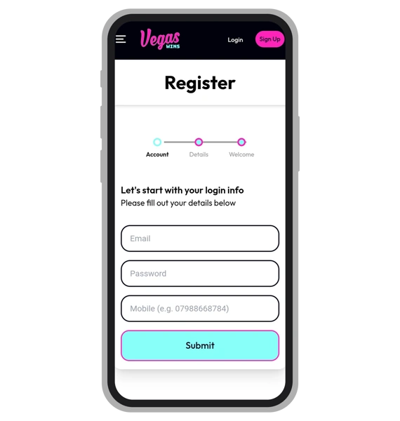 Vegas Wins Registration Step 2
