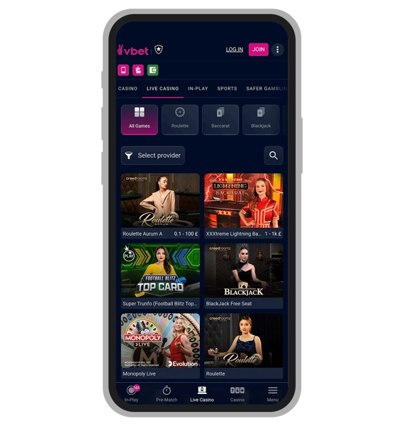 Vbet Live Casino