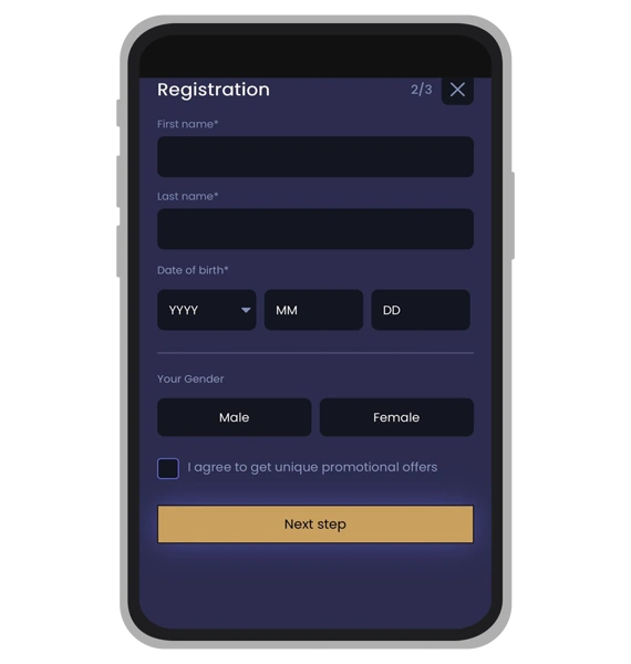 Sparkle Slots registration: Step 3