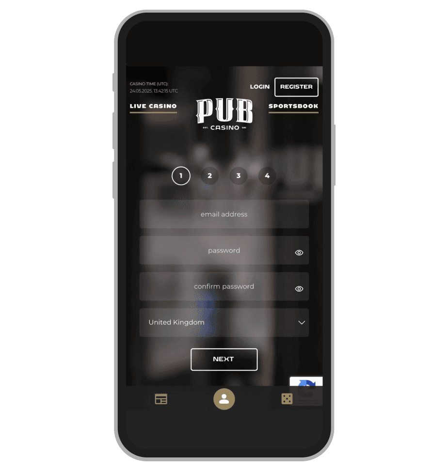 Pub Casino Sign-Up: Step 2