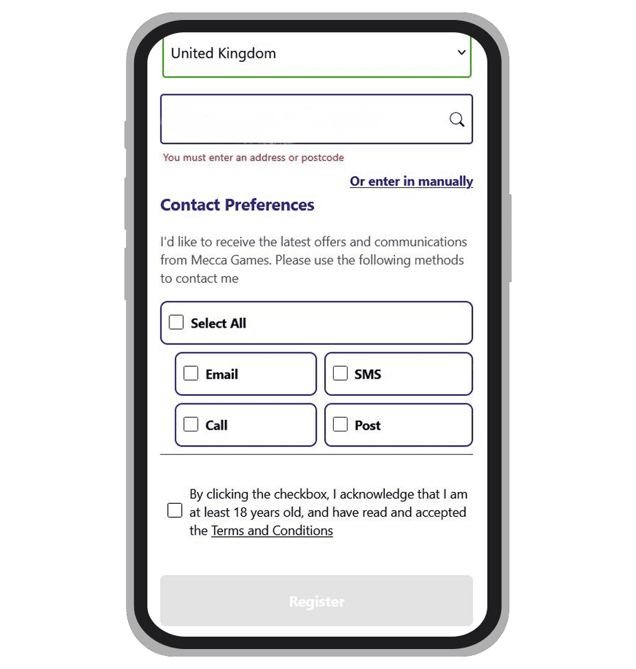 Mecca Games registration: Step 4