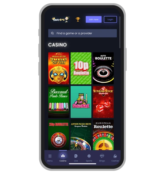 Table games at Fruity King