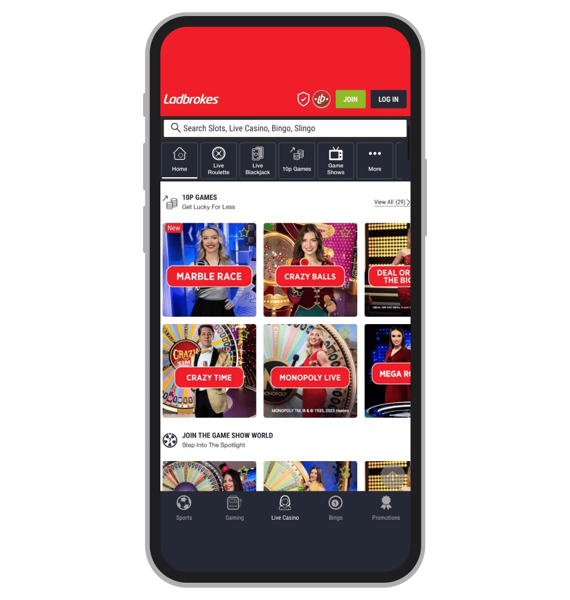 Ladbrokes 10p Live Games