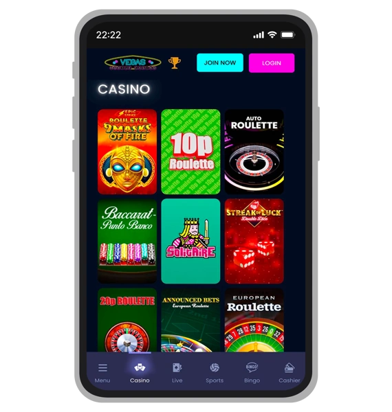 Table Games at Vegas Mobile Casino