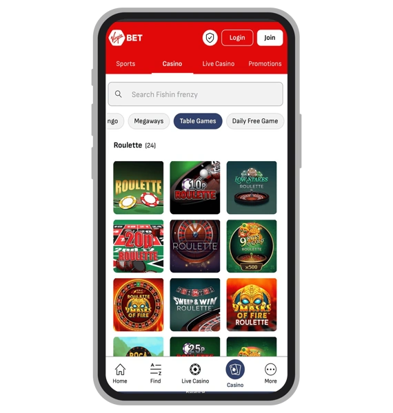 Table Games at VirginBet