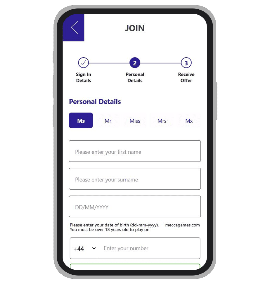 Mecca Games registration: Step 3