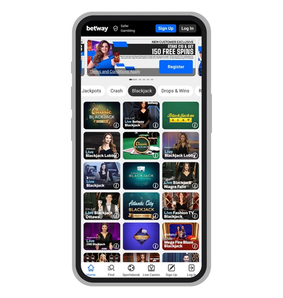 Selection of blackjack options