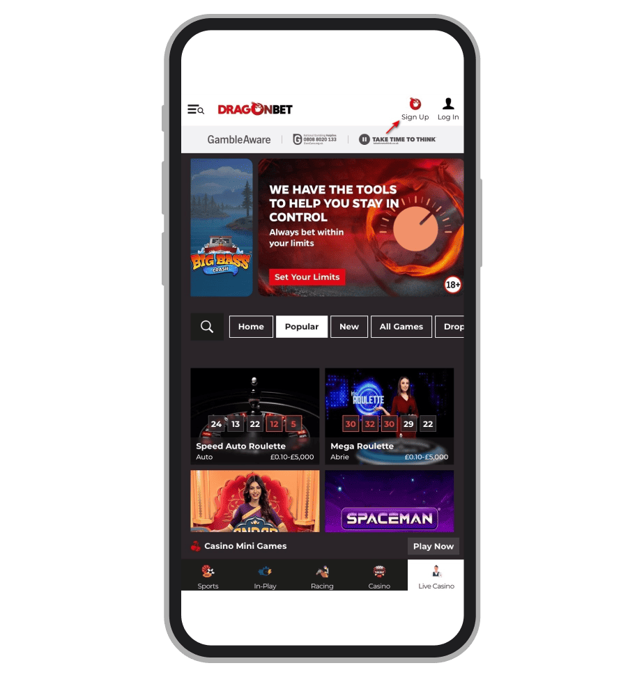 DragonBet Sign-Up Step 1