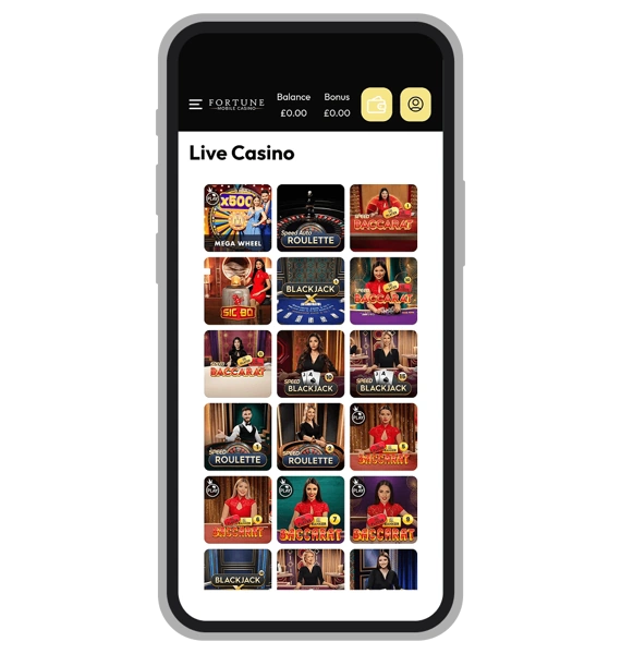 Live Casino at Fortune Mobile