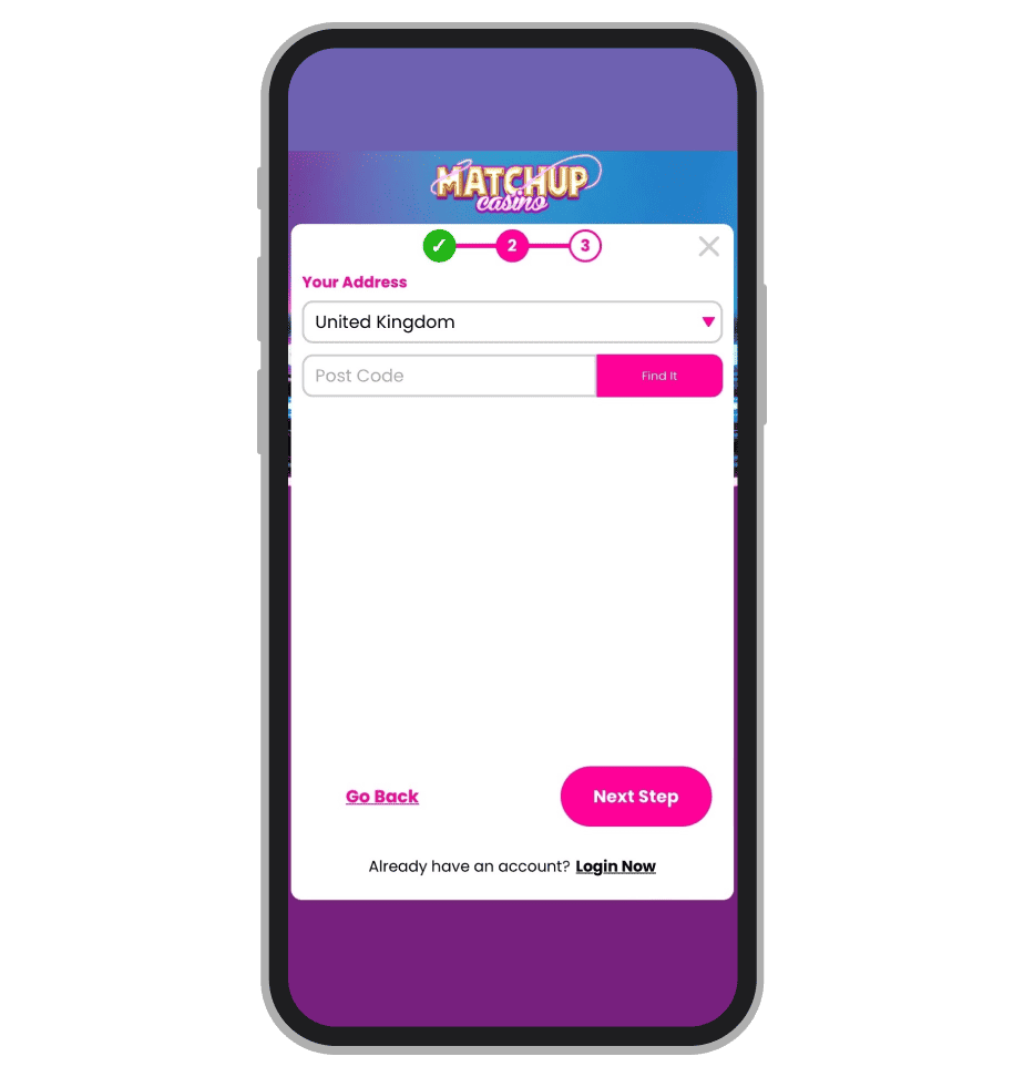Matchup Casino Sign-Up Step 3