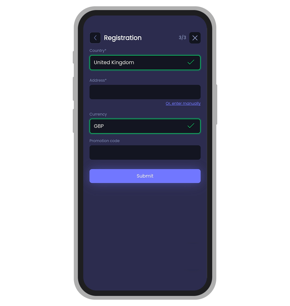 Slotsite Casino Registration: Step 3