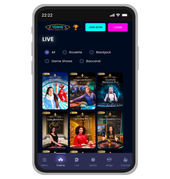 Live Games at Vegas Mobile Casino