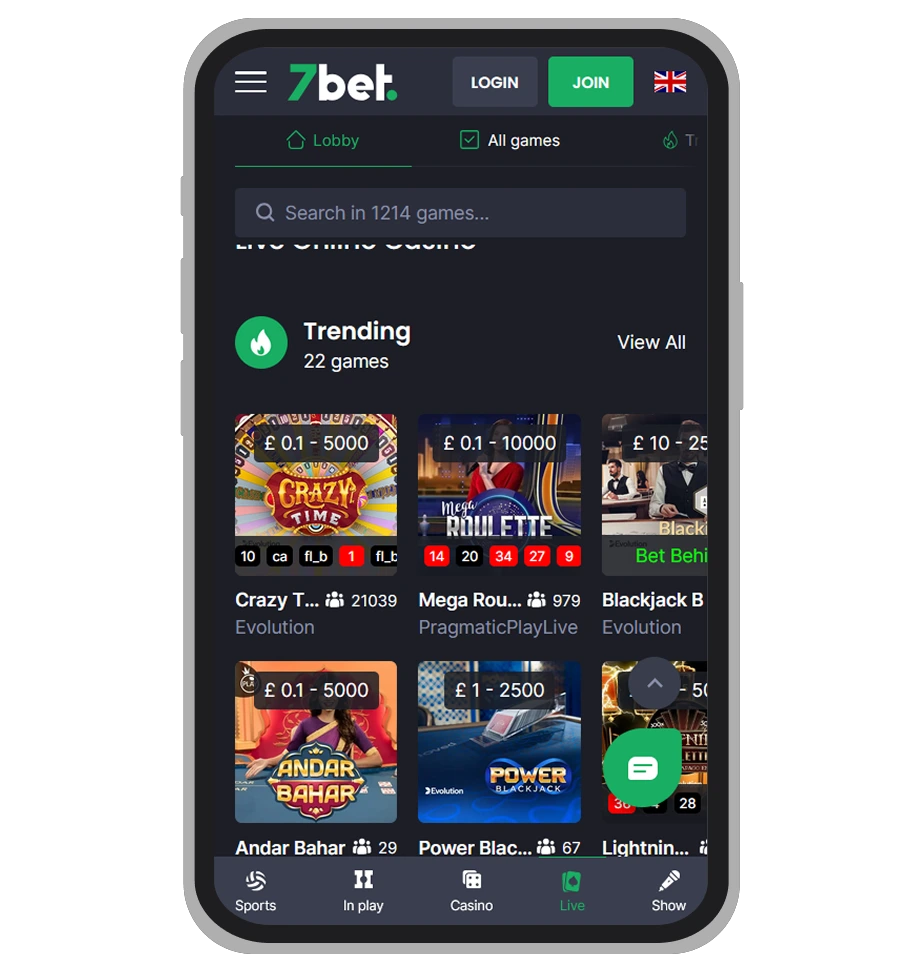 Live Casino at 7Bet
