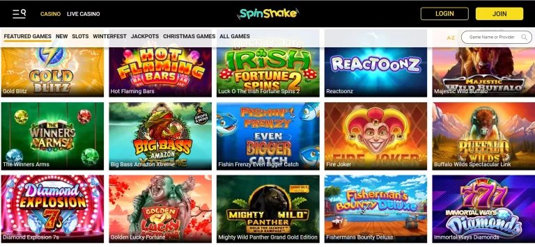 Slot collection in SpinShake casino