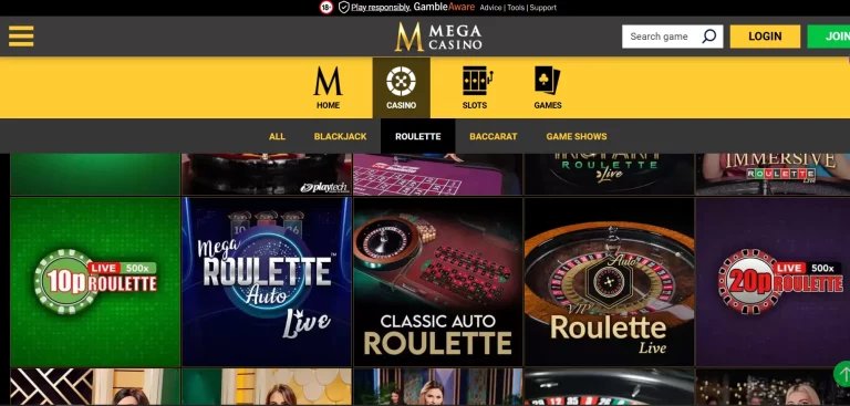 RNG roulette in Mega Casino