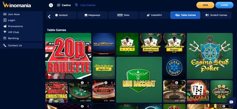 Table Games catalogue